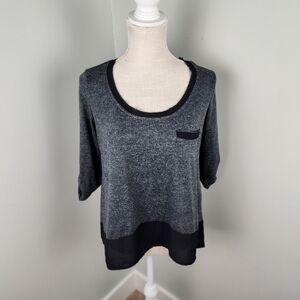Pleione Scoop Neck Three Quarter Sleeve Hi Low Hem Womens Top Size Small